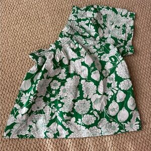 One Shoulder Cotton Top in Green Floral from JCrew, size Small